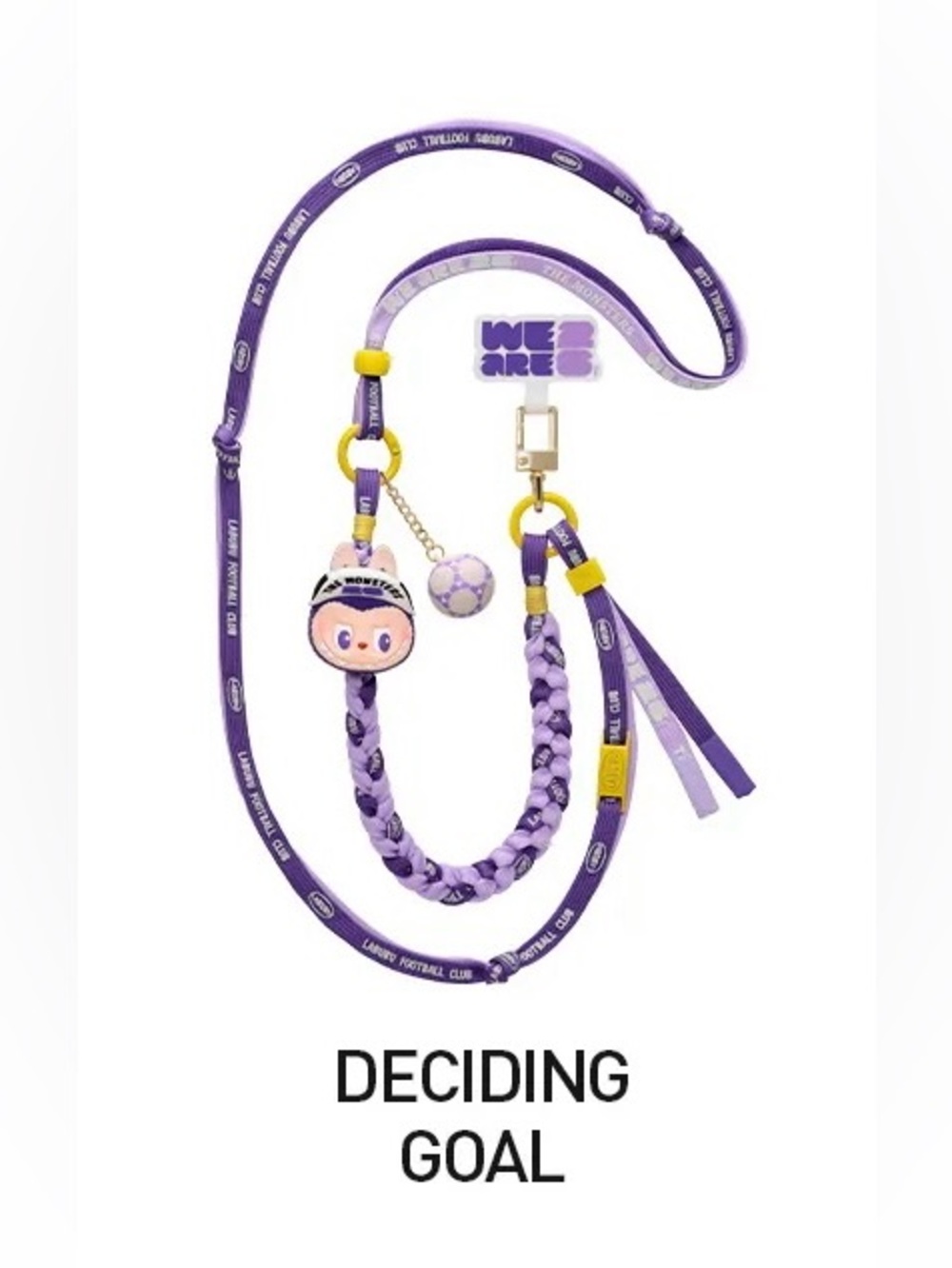 ⚽️ LABUBU (The Monsters) x FIFA 💜DECIDING GOAL💛 Long Lanyard 🟥POP MART 🆕NWT🆕